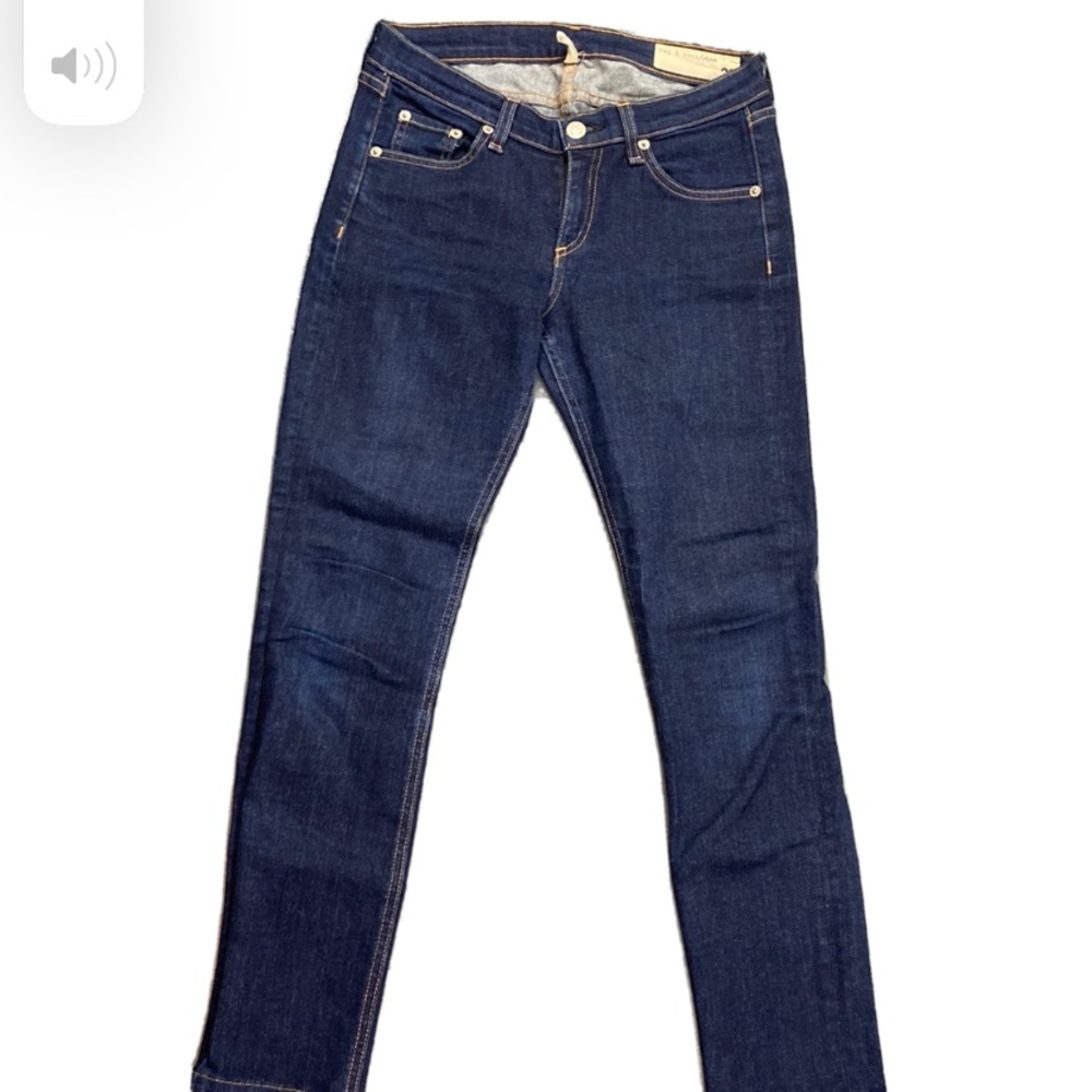 Rag & Bone Women’s Zipper Fly Skinny Blue Denim Jeans Size 26 Measures.